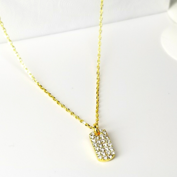 Jewelry - NWT Ultrachic Dainty Dog Tag Pave CZ Necklace